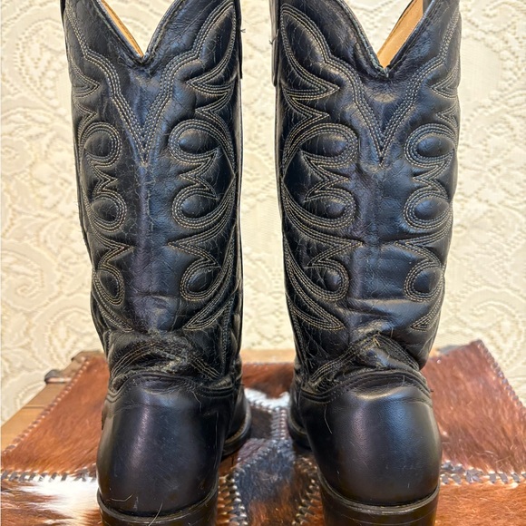 Vintage Black Western Leather Boots men’s size 8 1/2 EE wide - Picture 6 of 11